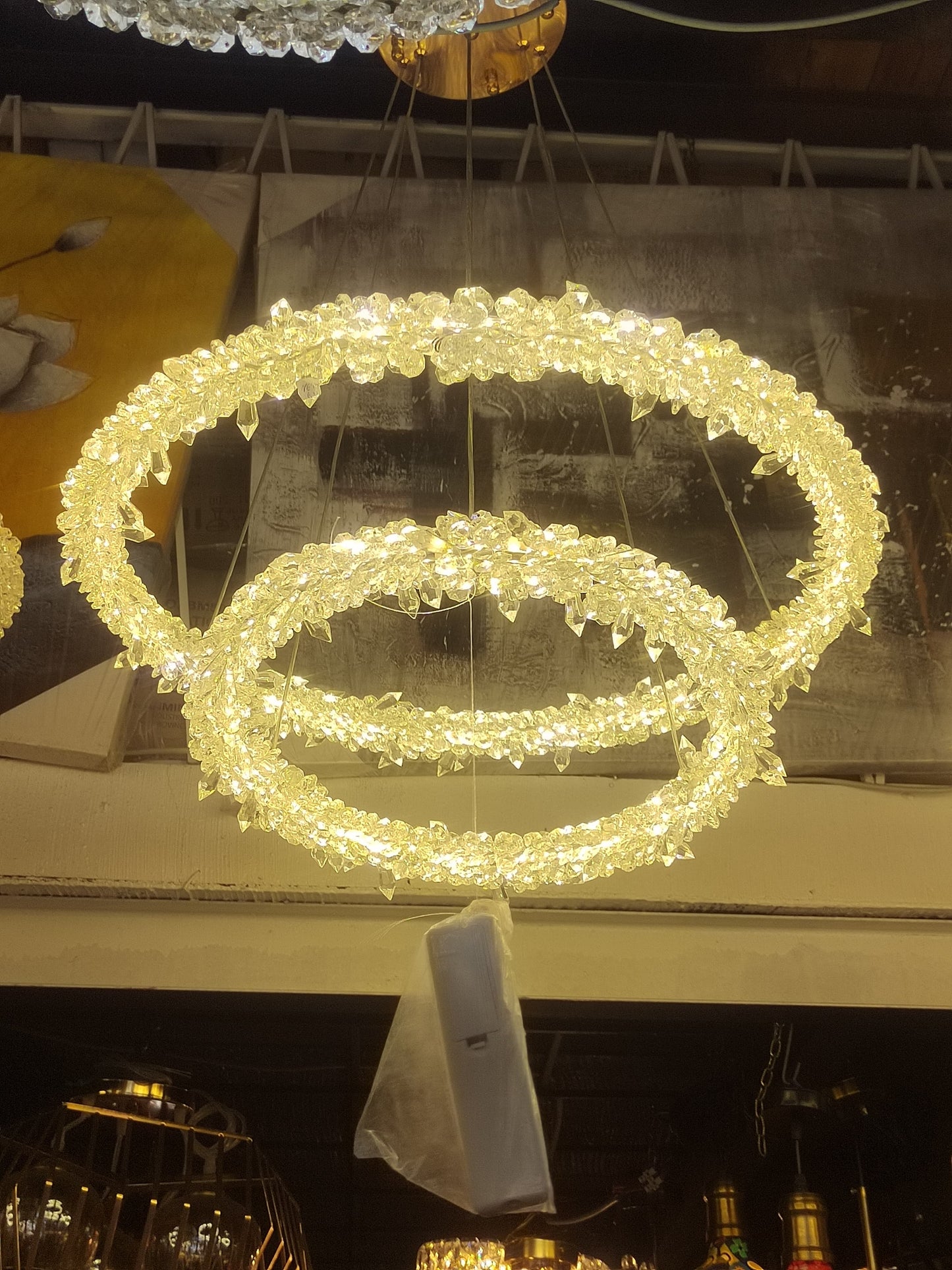 Suspension Cristal Double Anneau Luxor – Éclat et Élégance