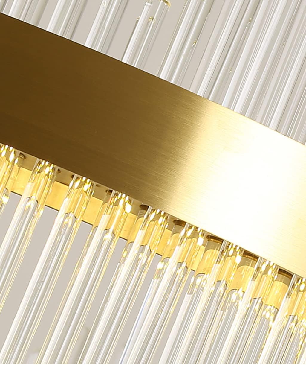 Lustre Ovale Doré Eva 80cm Design Moderne Élégant Luminaire