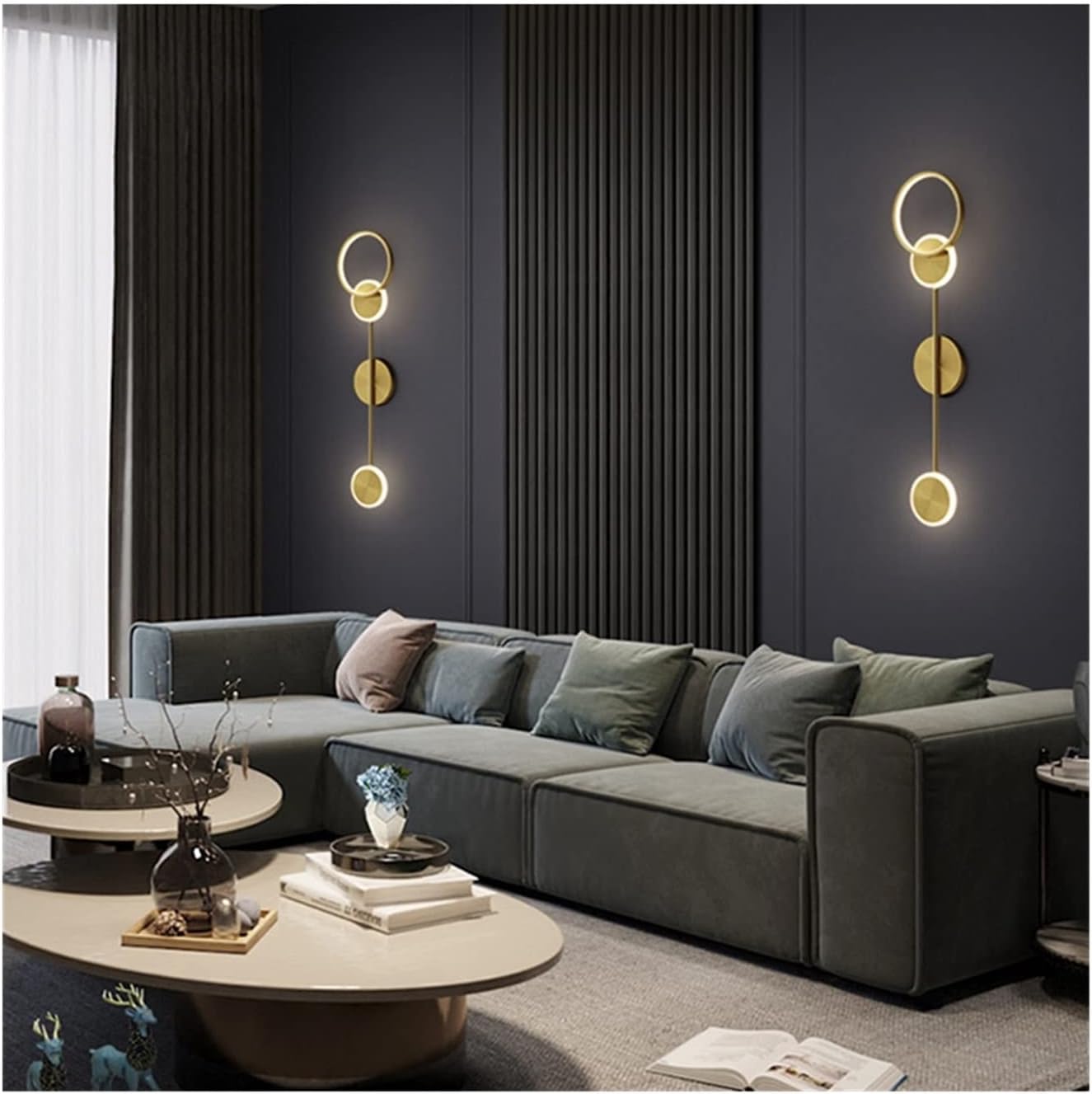 Applique Murale Moderne à LED en Laiton - Élégance et Éclat pour votre Salon