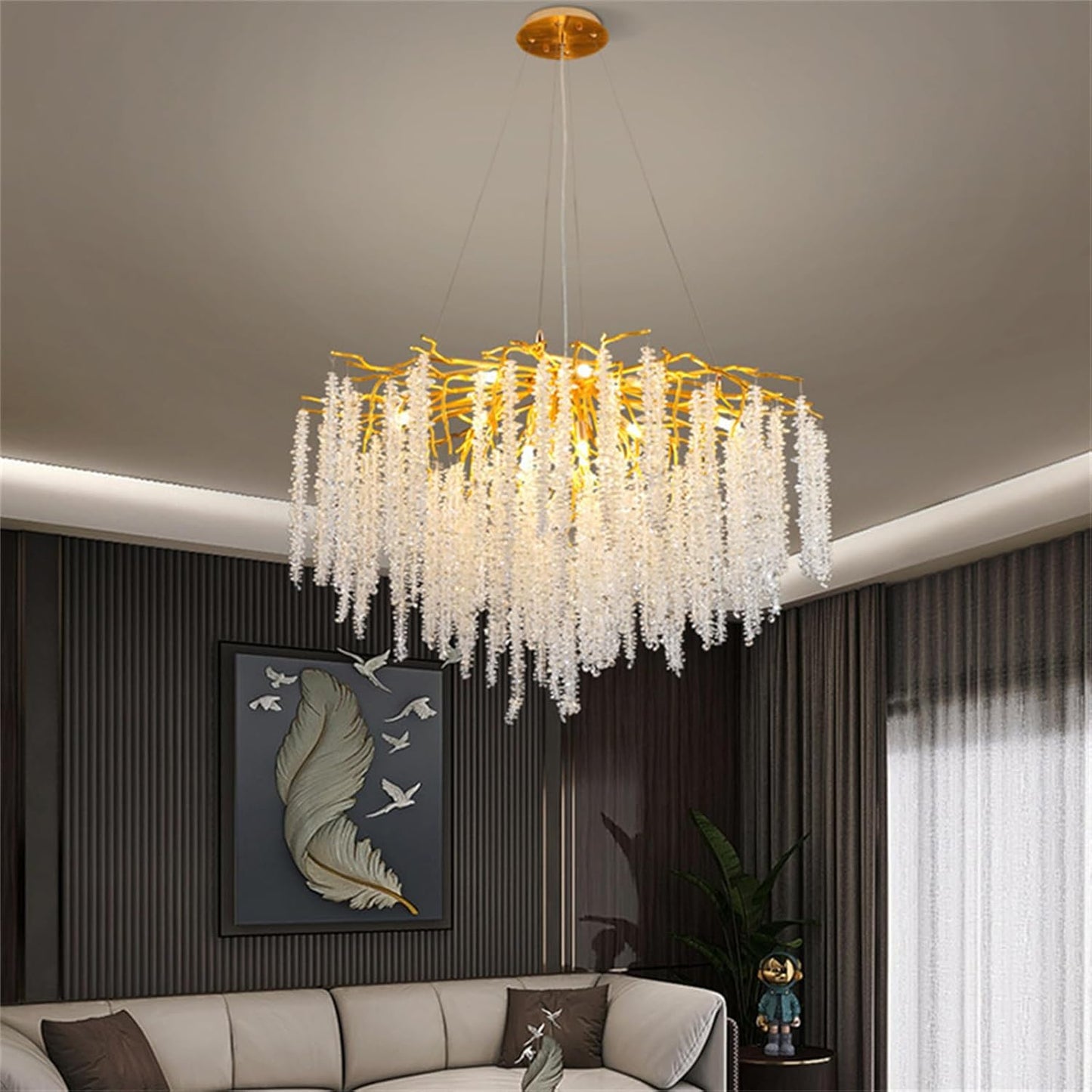 Lustre Cristal 80cm Élégant pour Salon Marocain Traditionnel Design Maroc