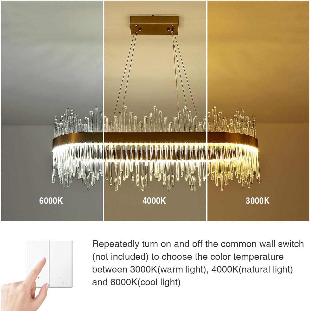 Lustre Ovale Doré Eva 80cm Design Moderne Élégant Luminaire