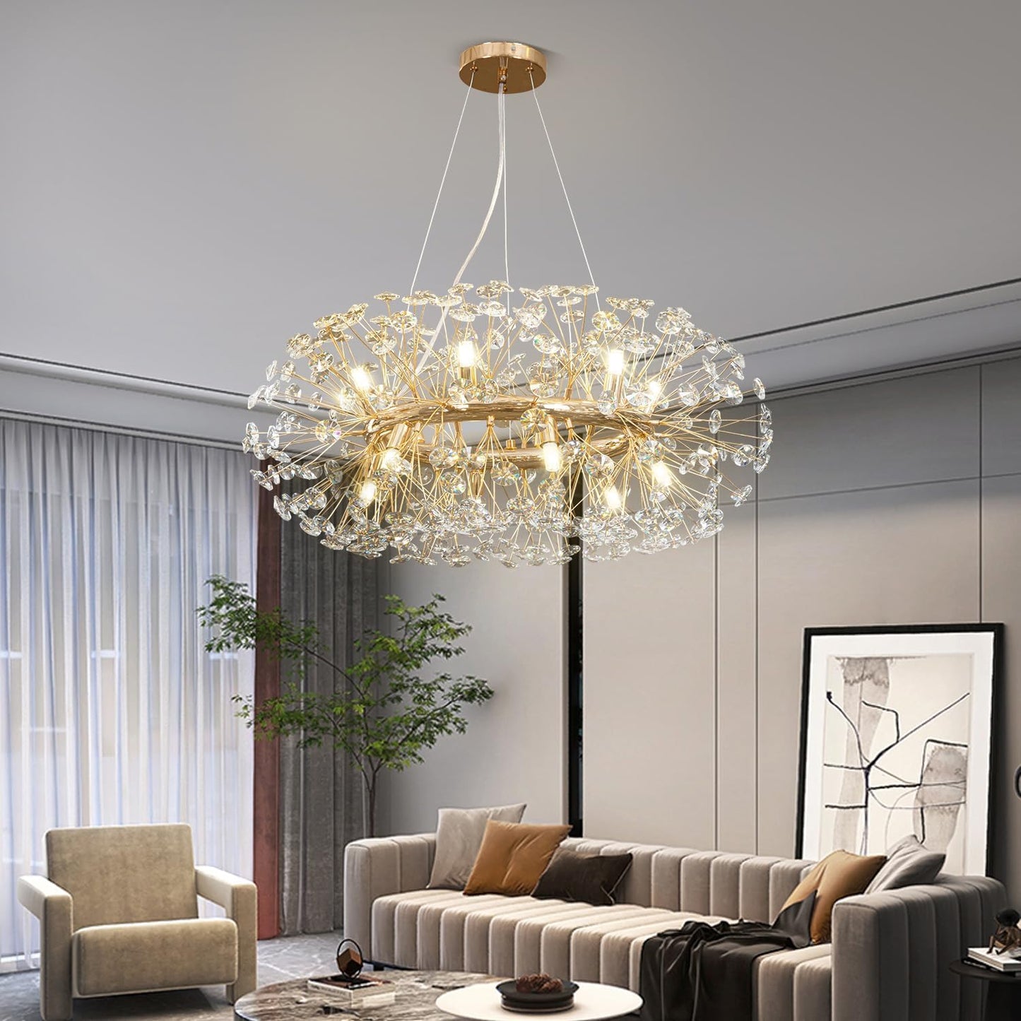 Suspension Cristal Dandelion – Raffinement Inspiré de la Nature