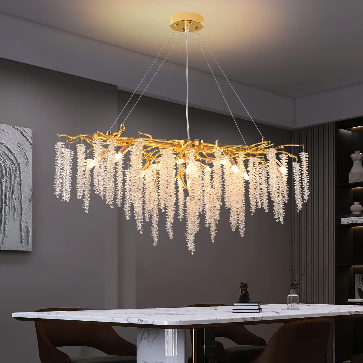Lustre Cristal 80cm Élégant pour Salon Marocain Traditionnel Design Maroc