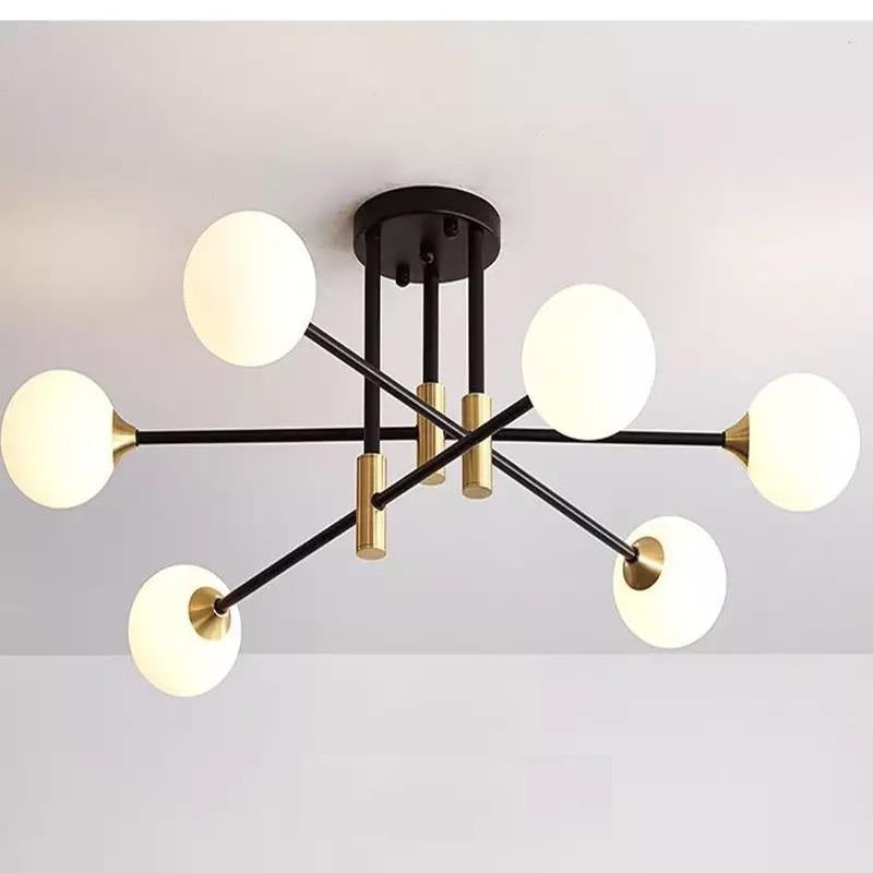 Suspension Moderne Aria 6 Lampes Blanc Pur en Métal Élégant