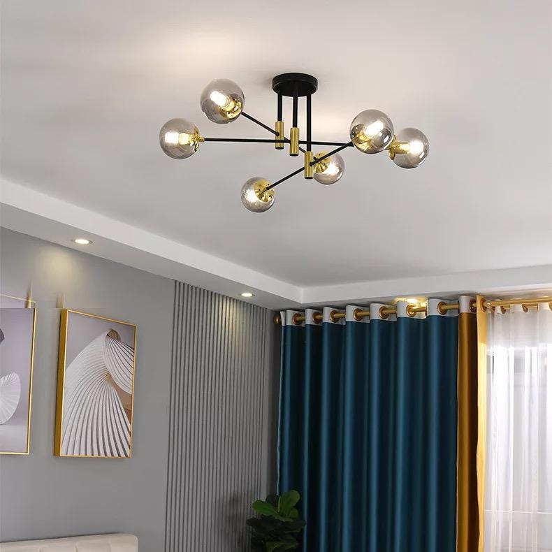 Suspension Aria 6 Branches Design Fumé Élégante et Lumineuse