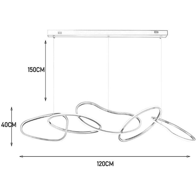 Lustre suspendu doré design moderne avec 5 cercles lumineux élégants