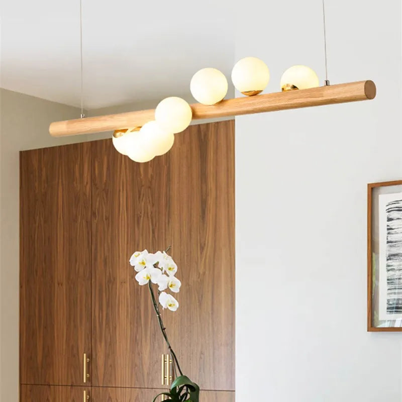 Suspension Scandinave "Nordik Glow" en Bois et Verre
