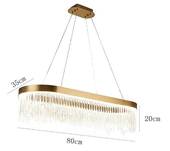 Lustre Ovale Doré Eva 80cm Design Moderne Élégant Luminaire