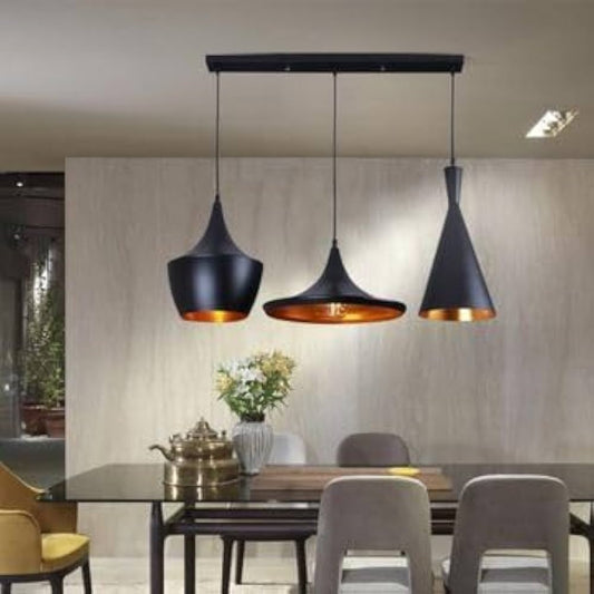Suspension Stella Lumineuse Moderne en Verre et Métal Noir Élégant
