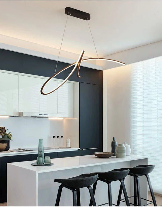 Suspension LED Minimaliste en Forme de Courbe