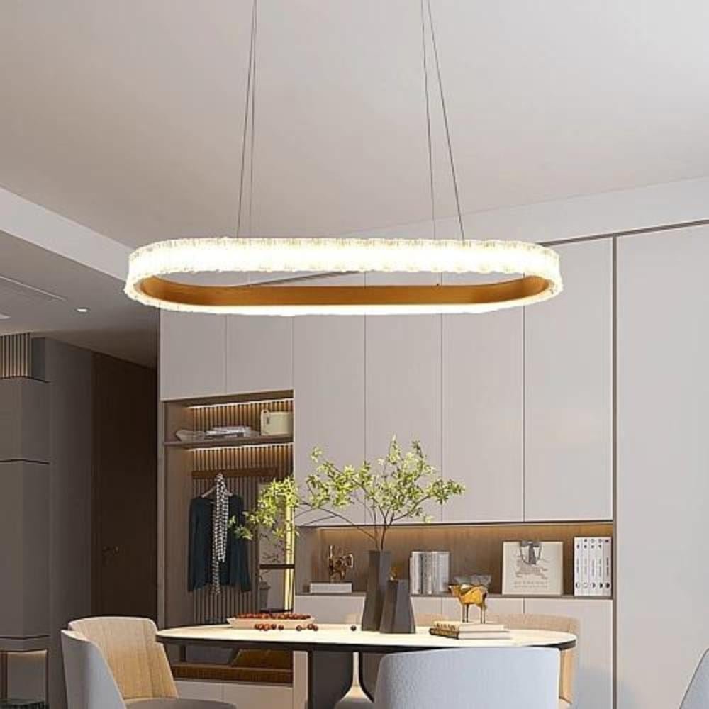 Lustre LED oval moderne cristal haute luminosité pour intérieur