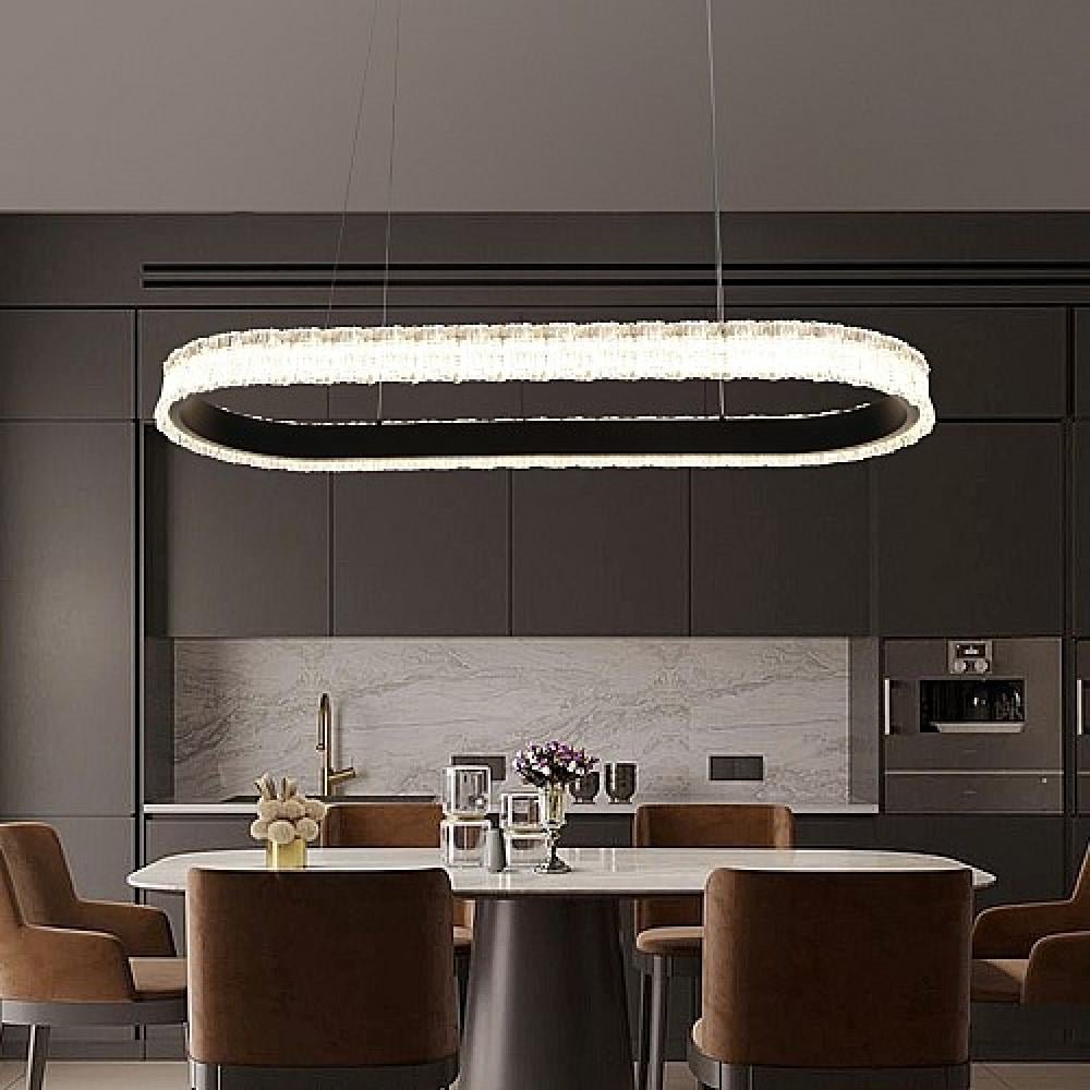 Lustre LED oval moderne cristal haute luminosité pour intérieur