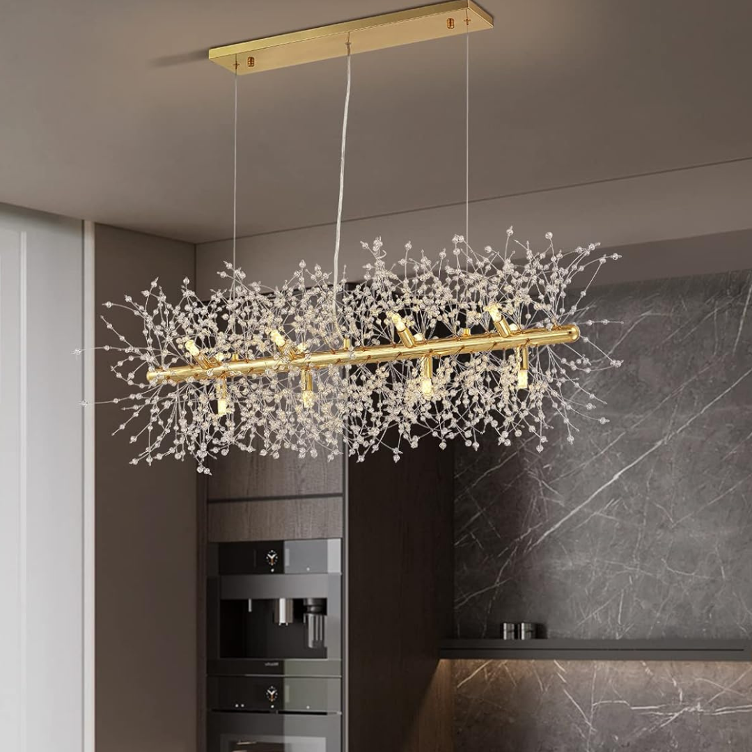 Lustre Cristal Doré Branche Florale – Éclairage Prestige Maroc ...