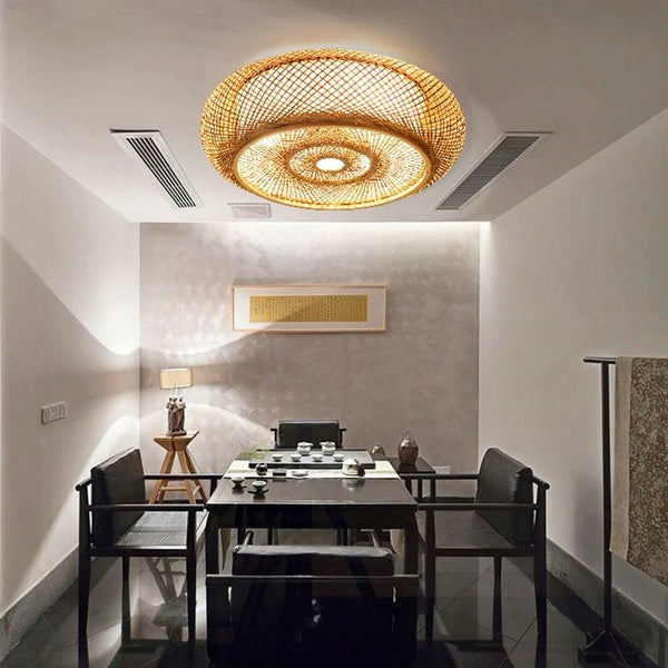 Plafonnier en Rotin Naturel – Design Élégant