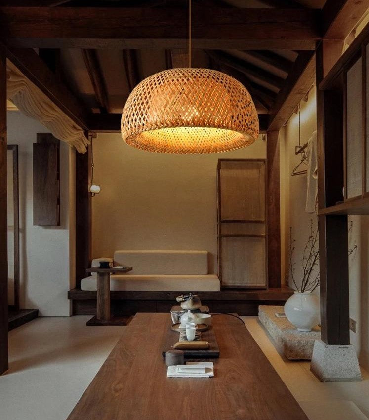 Suspension Hawai en Bambou Naturel Lumineuse Décoration Suspendue Élégante