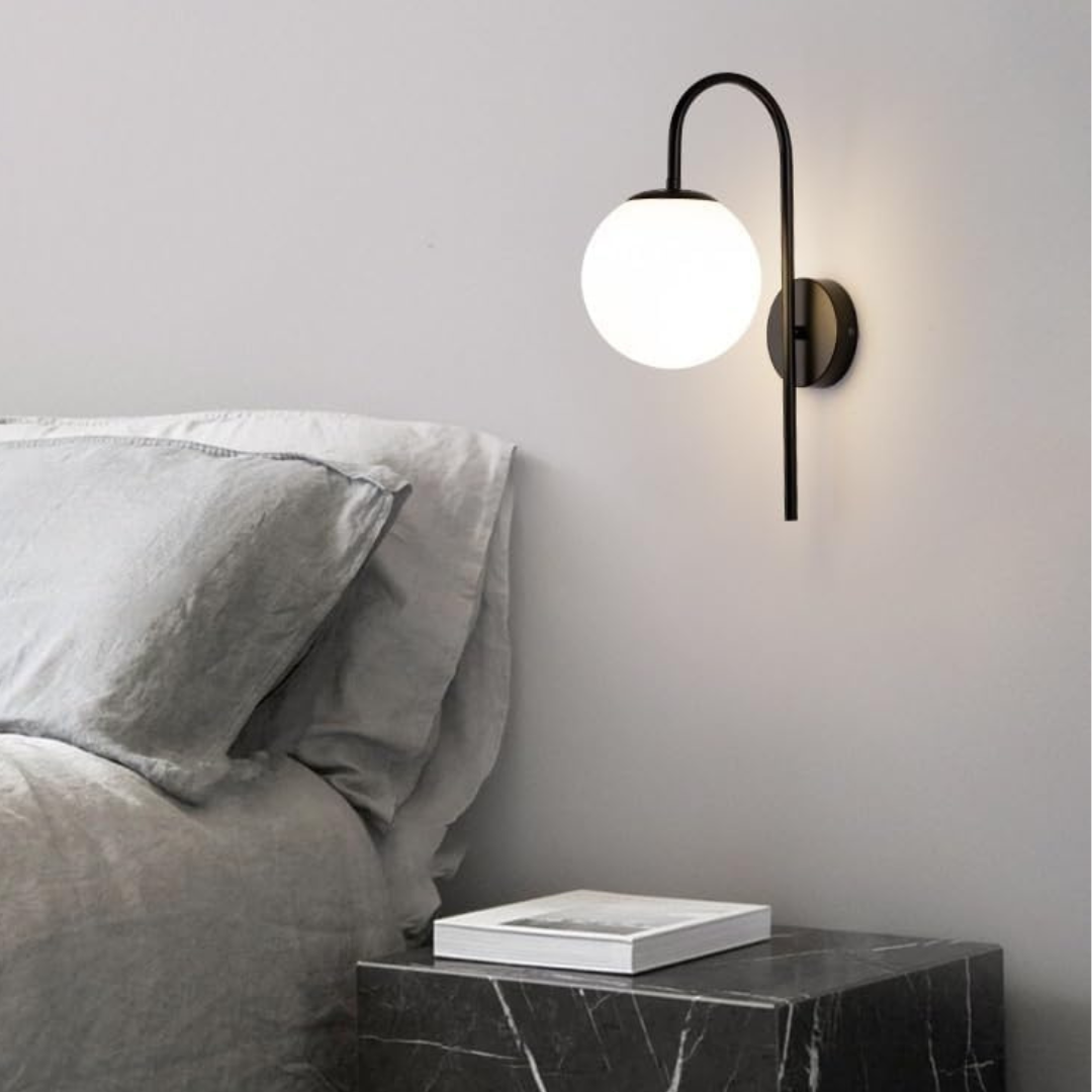 Applique murale élégante boule blanche noir et doré moderne design