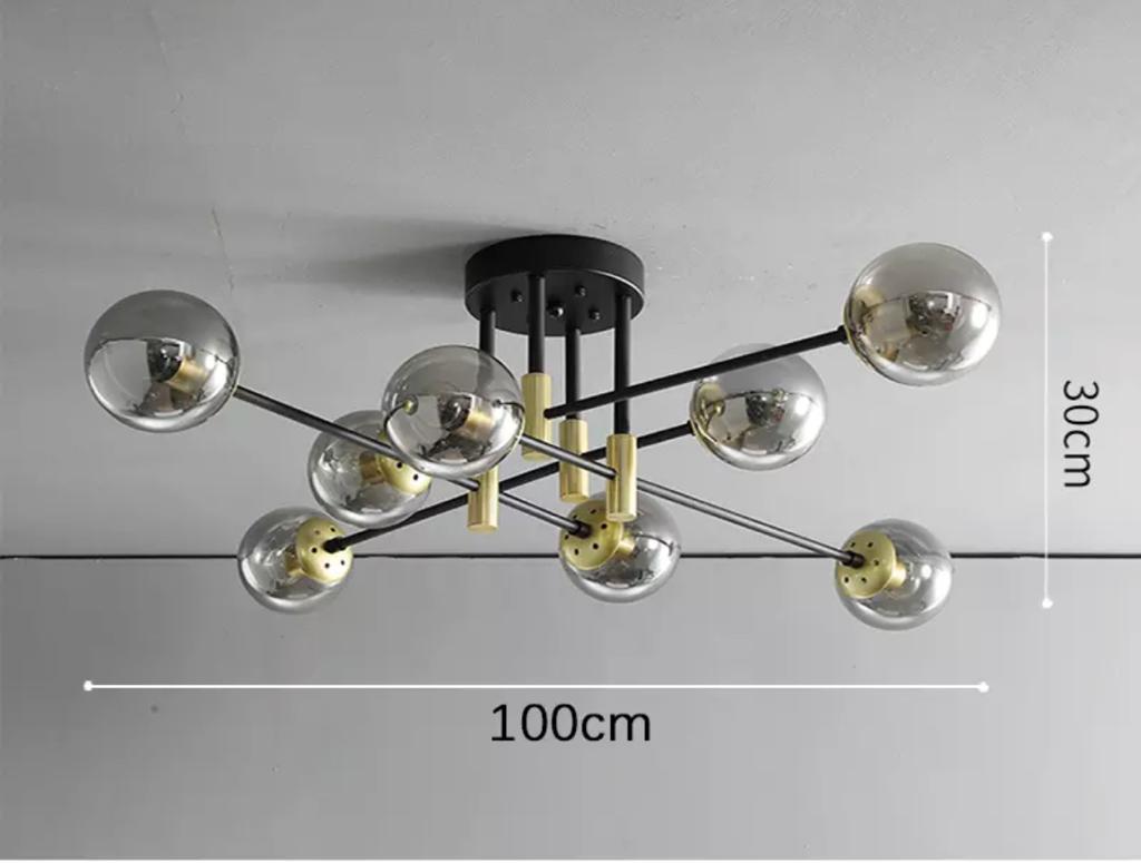 Suspension Design Aria 8 Branches Verre Fumé Élégante Modulaire