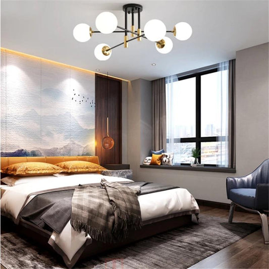 Suspension Moderne Aria 6 Lampes Blanc Pur en Métal Élégant