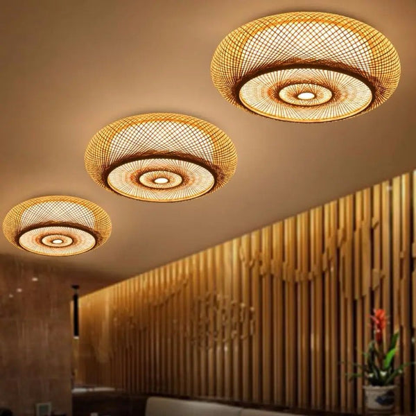 Plafonnier en Rotin Naturel – Design Élégant