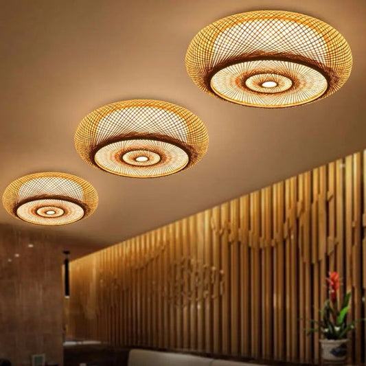 Plafonnier en Rotin Naturel – Design Élégant
