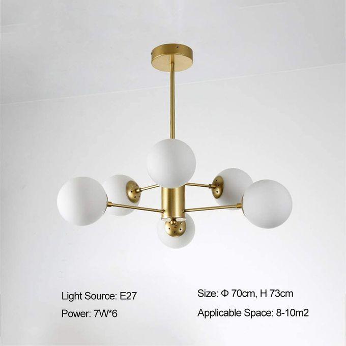 Suspension Liza 6 branches design moderne lumière chaude élégante