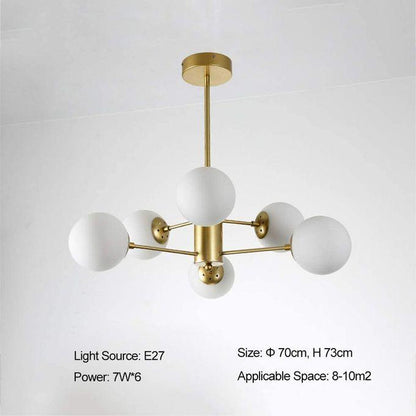 Suspension Liza 6 branches design moderne lumière chaude élégante