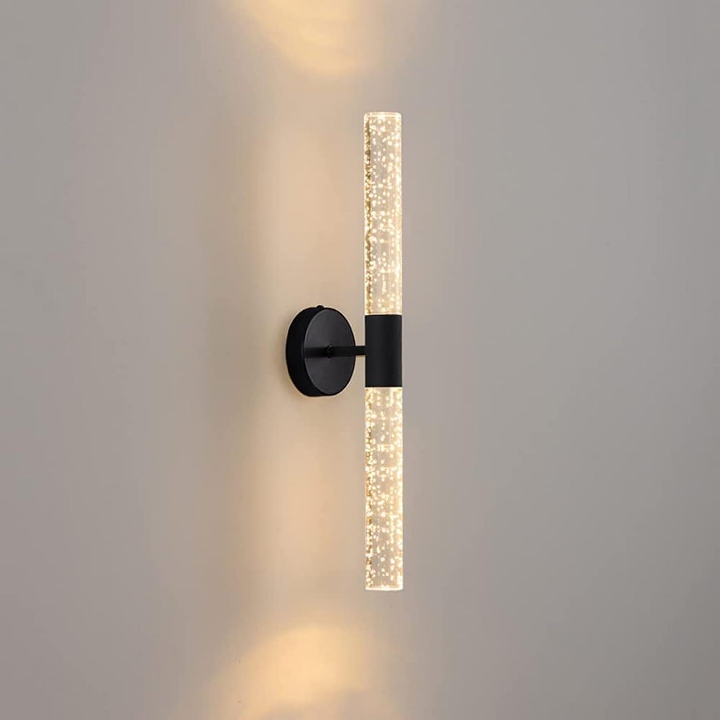 Applique murale LED élégante verre craquelé et motif noir moderne design