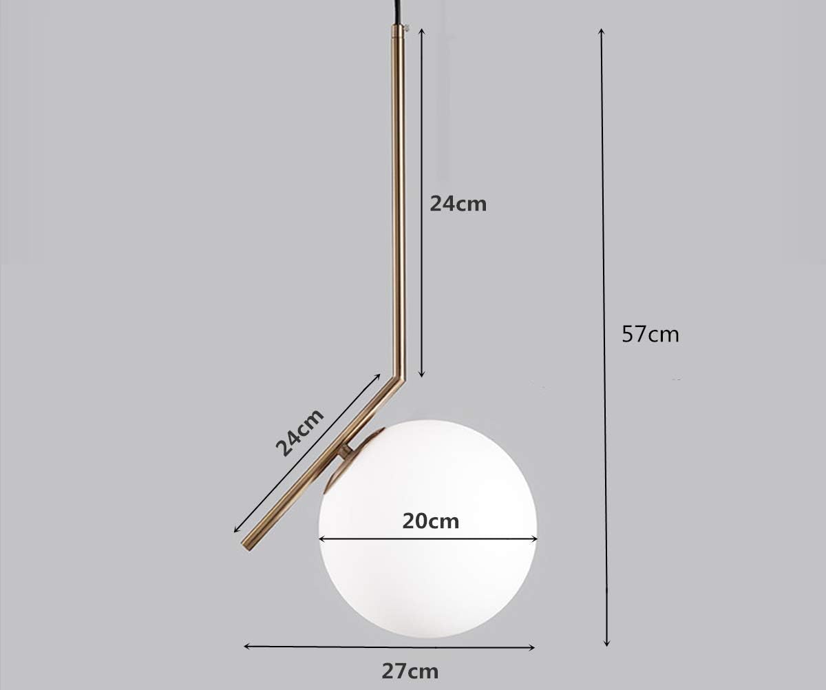 Suspension élégante à globe blanc opale à intensité réglable