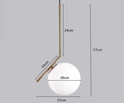 Suspension Mono Élégante avec Globe en Verre Blanc Opale Lumineux