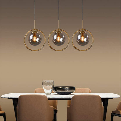 Suspension Céleste Triple en Verre Fumé avec Support Long Maroc