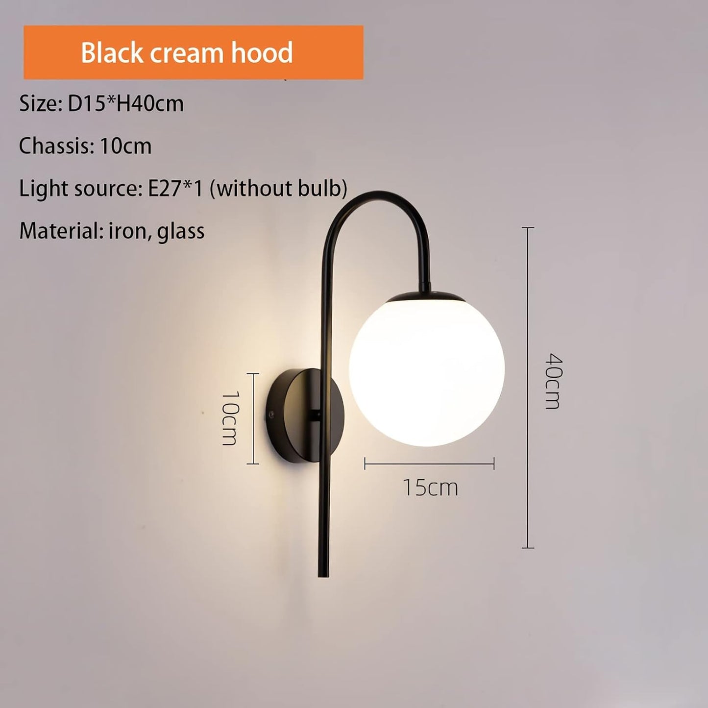 Applique murale élégante boule blanche noir et doré moderne design