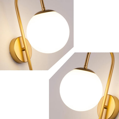 Applique Murale Élégante Boule Transparente avec Support Doré Noir