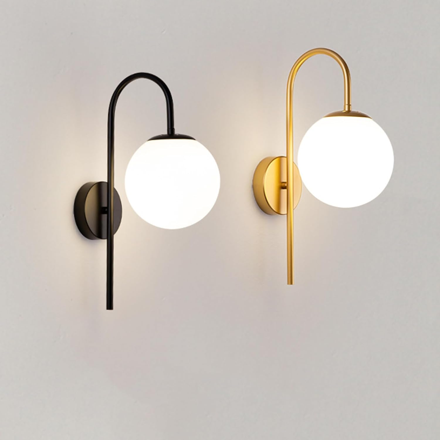 Applique Murale Élégante Boule Transparente avec Support Doré Noir