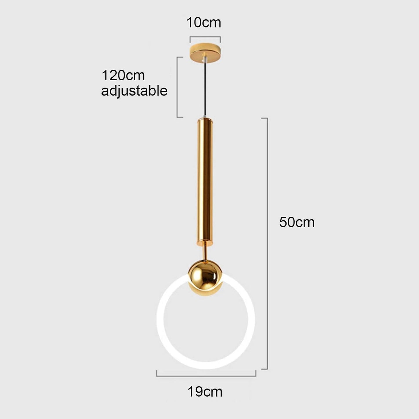 Suspension Cercle Moderne en Verre Blanc avec Support Doré Élégant