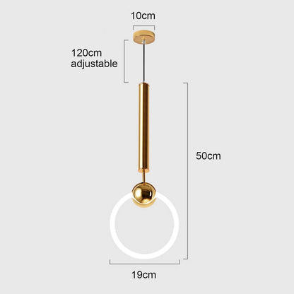 Suspension Cercle Moderne en Verre Blanc avec Support Doré Élégant