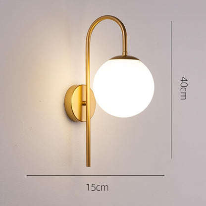 Applique Murale Élégante Boule Transparente avec Support Doré Noir