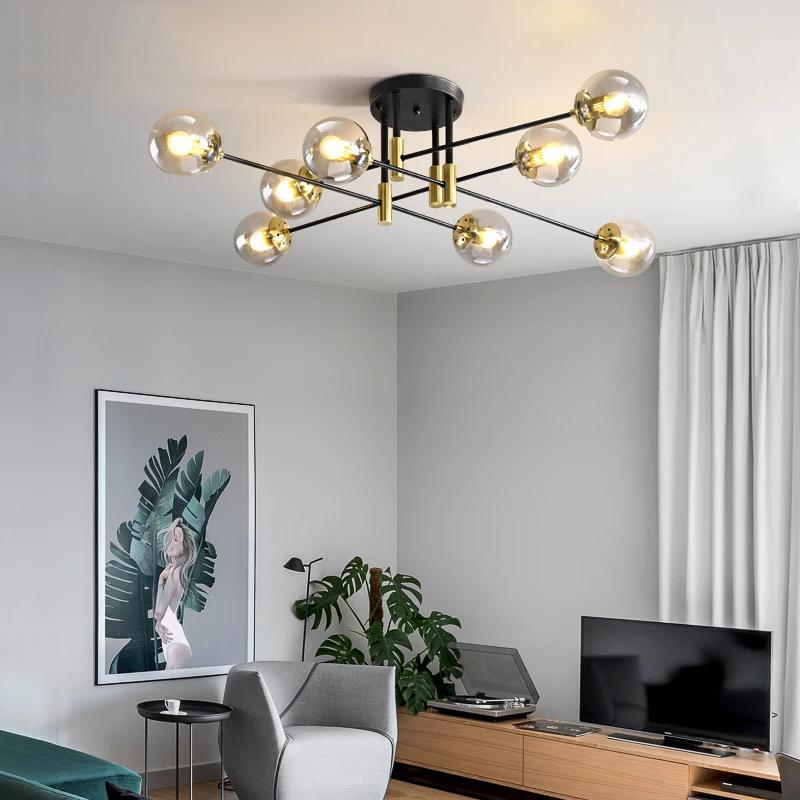 Suspension Design Aria 8 Branches Verre Fumé Élégante Modulaire