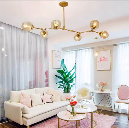 Suspension Lola 6 Boules Champagne Élégante Lumineuse Décorative
