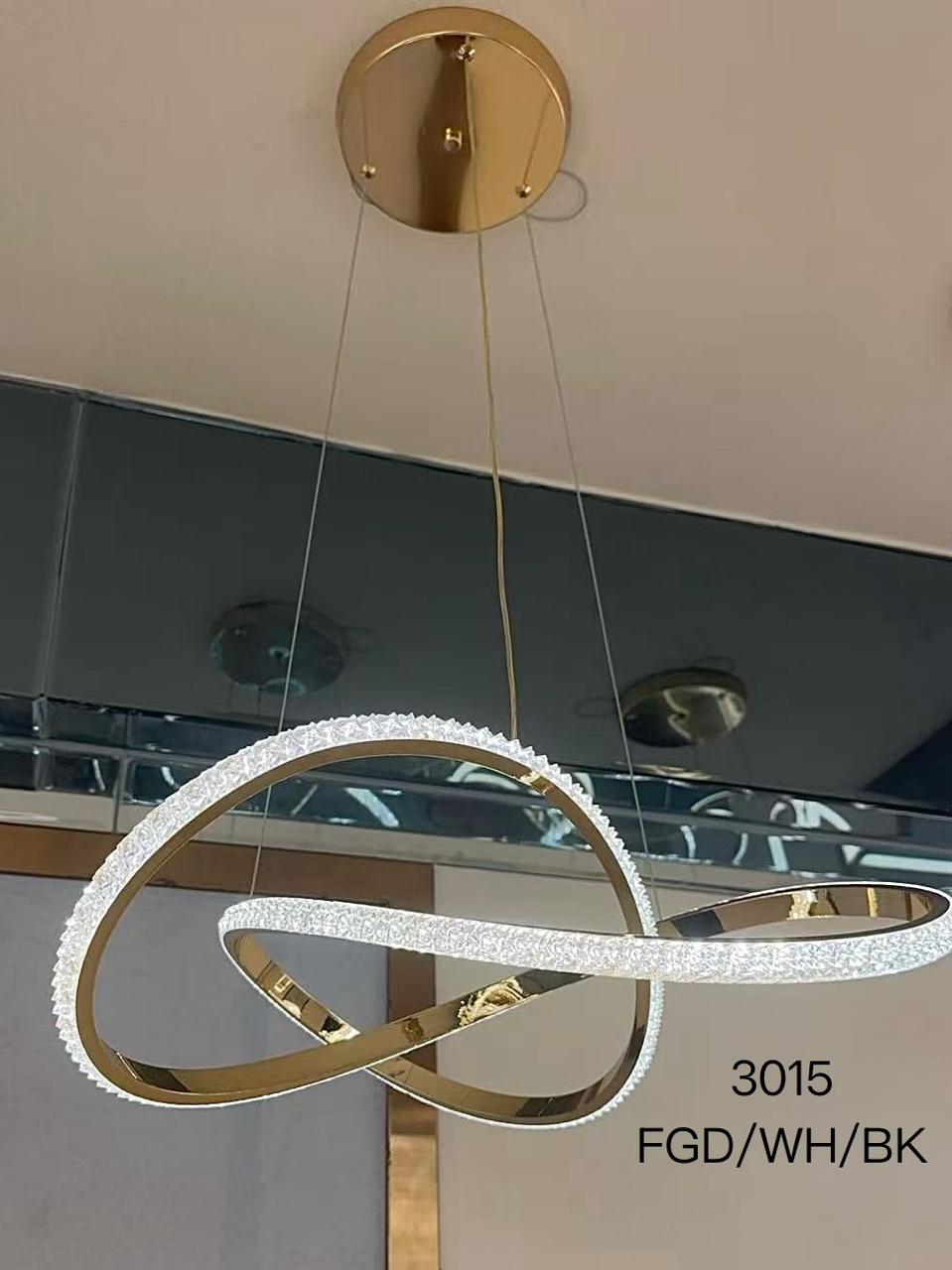 Suspension Design LED "Lina" – Finition Dorée et Cristaux