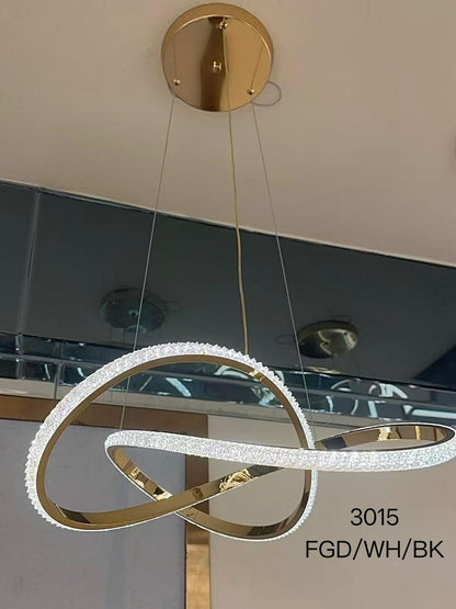 Suspension Design LED "Lina" – Finition Dorée et Cristaux