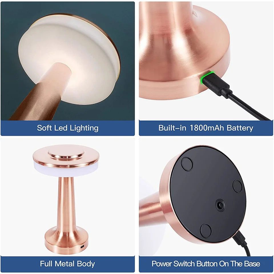 Lampe De Table Carol Dorée Rechargeable Lumière Ambiante LED Élégante