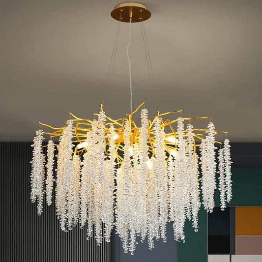 Suspension Cristal Cascade Botanica – Élégance Naturelle  80 CM