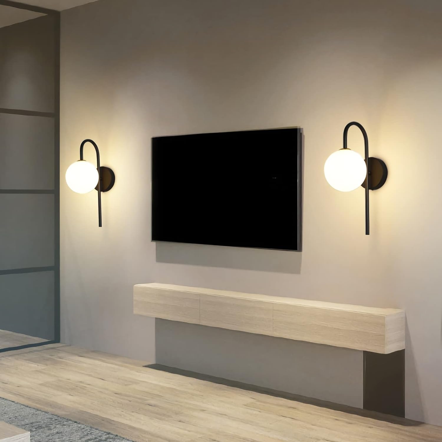 Applique murale élégante boule blanche noir et doré moderne design