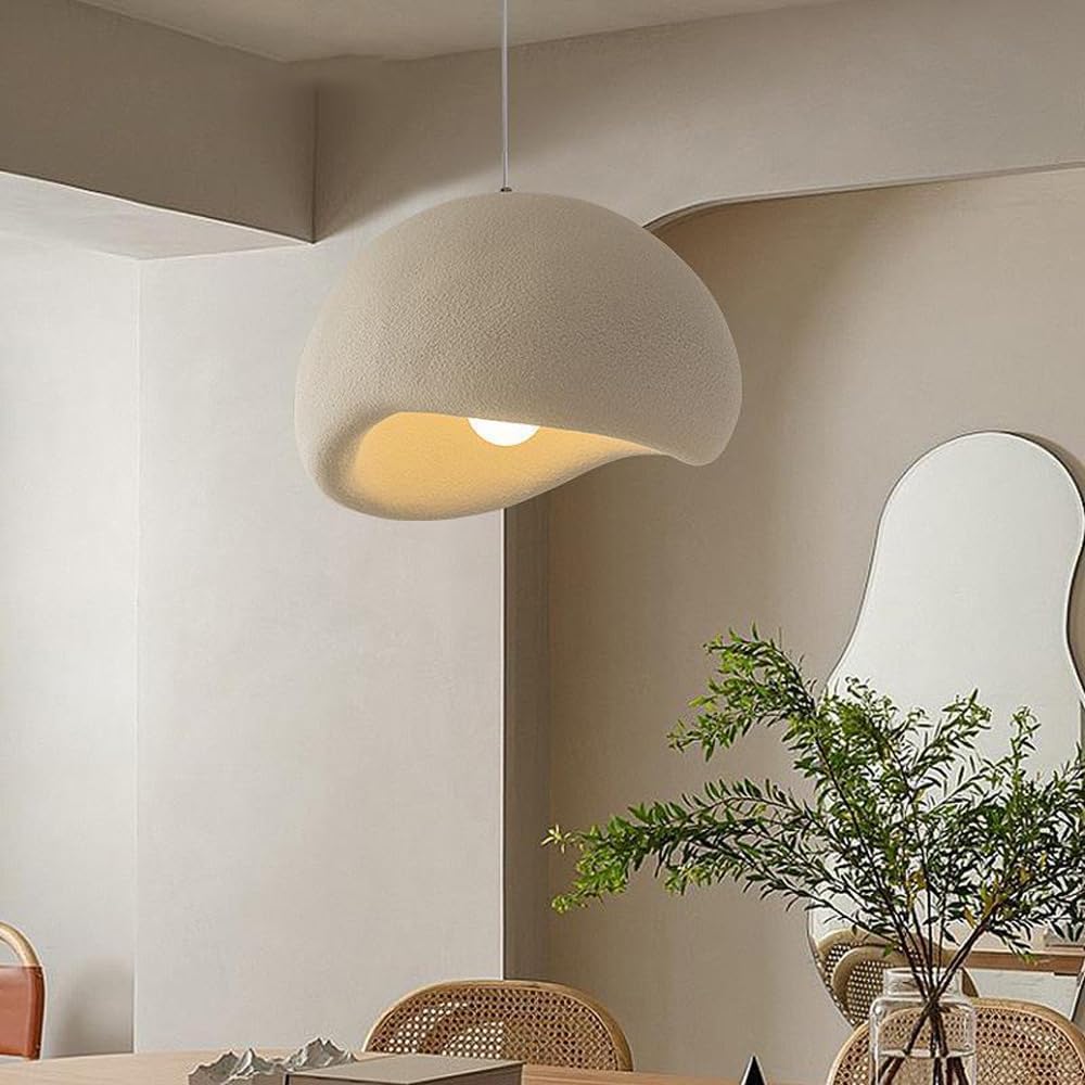 Suspension Wabi Blanche Design Moderne Céramique Résine Renforcée Élégante