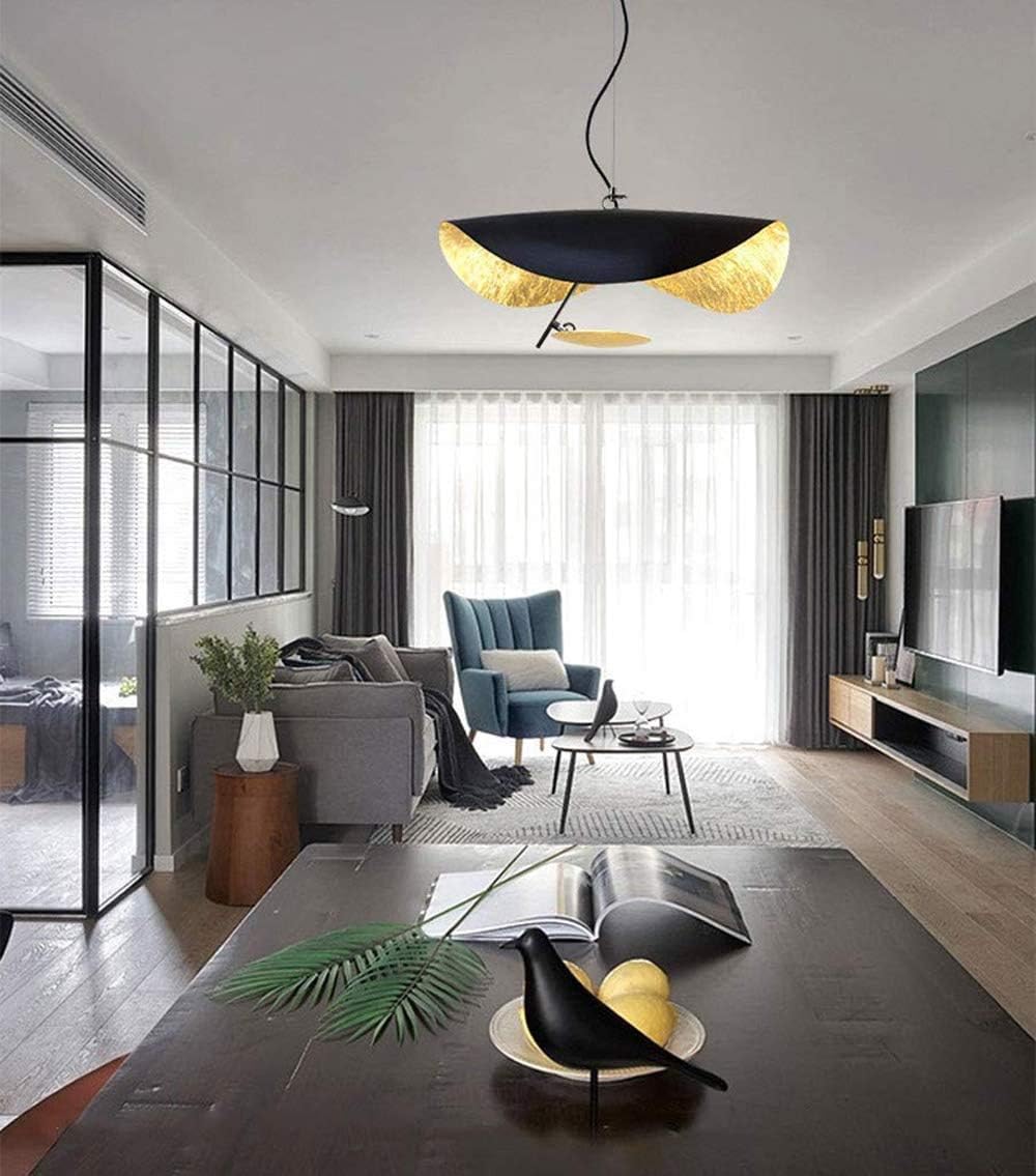 Suspension Guzmania design noire et orange LED décorative moderne élégante