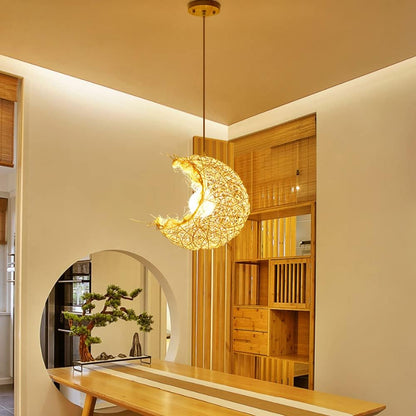 Suspension Bambou en Dôme Éco Design Pour Chambre d'Enfant Moderne et Lumineuse