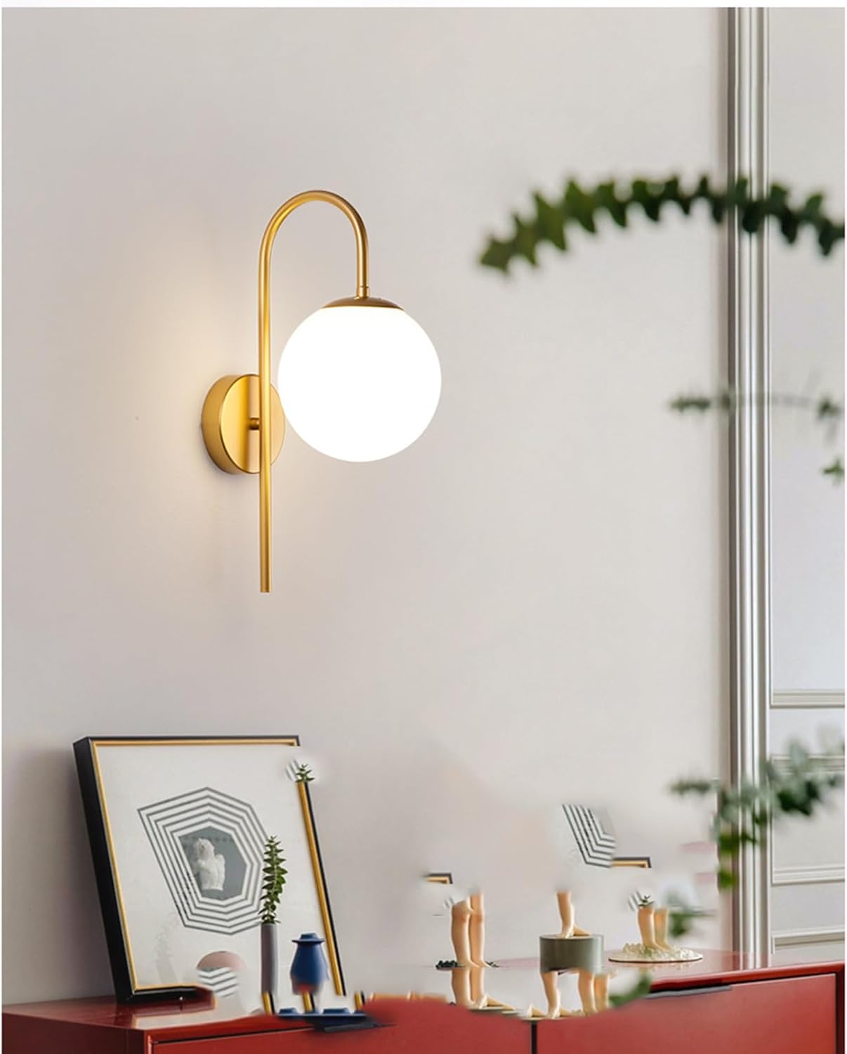 Applique Murale Élégante Boule Transparente avec Support Doré Noir