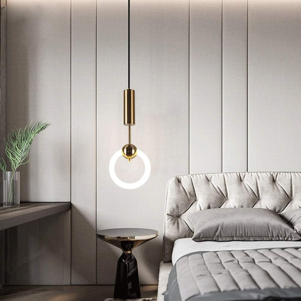 Suspension Cercle Moderne en Verre Blanc avec Support Doré Élégant