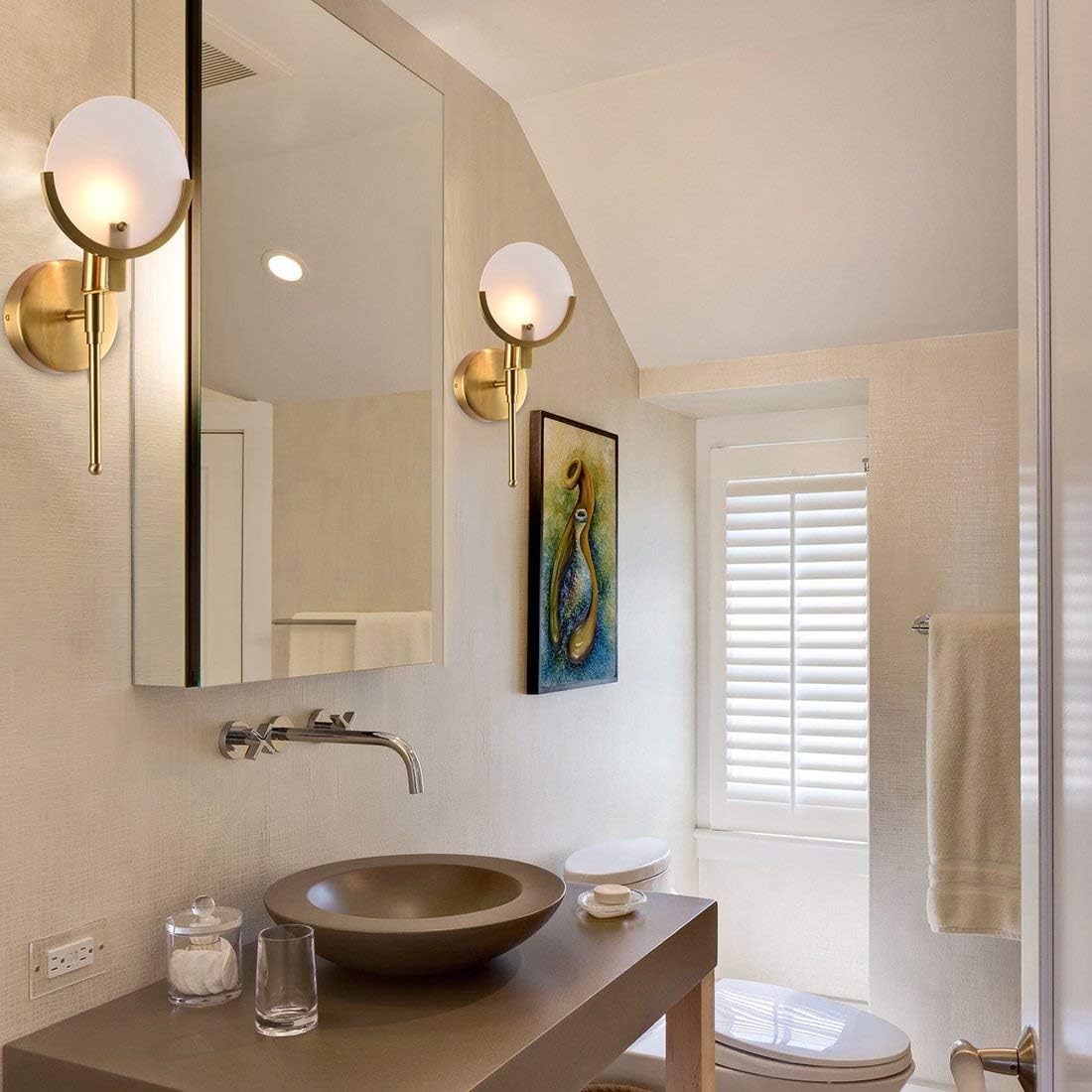 Applique murale en résine marbre blanc doré déco moderne élégante lumineuse