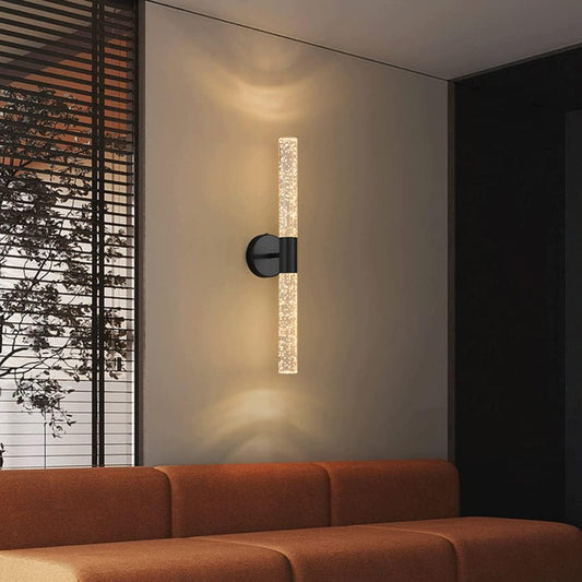 Applique murale LED élégante verre craquelé et motif noir moderne design